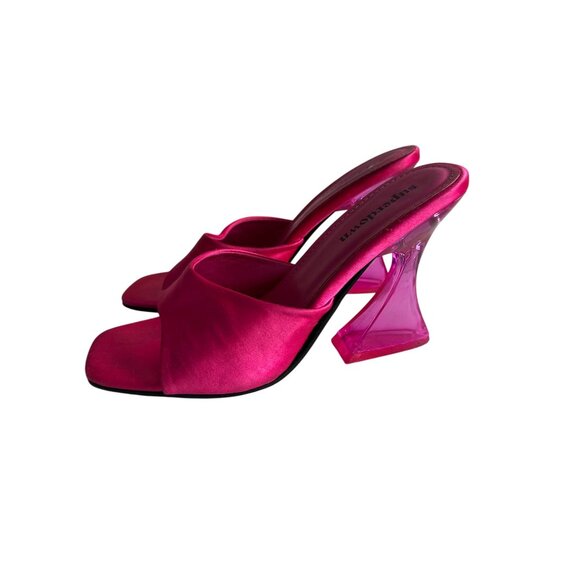 SUPERDOWN Pink Fabric Martini Heels Sandals Size 9 - Picture 7 of 9